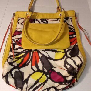 Relic Floral Yellow Reversible Tote Shoulder Bag Fabric Nylon Top Handle Zip